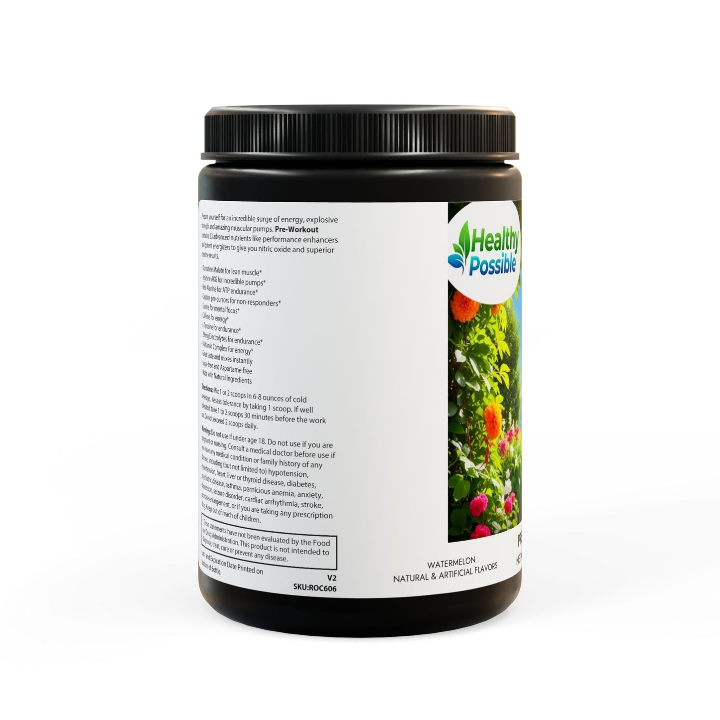 “HEALTHY POSSIBLE” Pre-Workout Supplement, Watermelon (300g, 10.58oz)