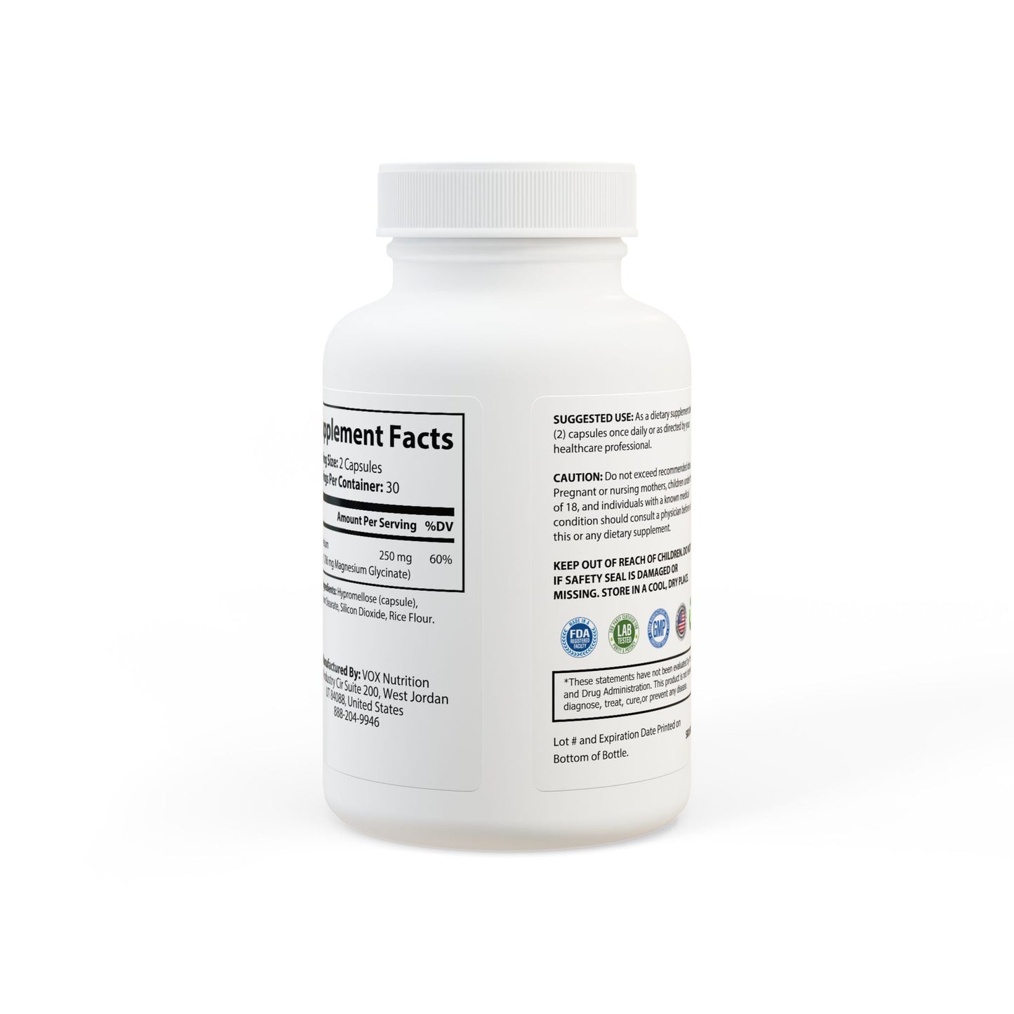 “HEALTHY POSSIBLE” Magnesium Glycinate Supplement (60 Capsules)