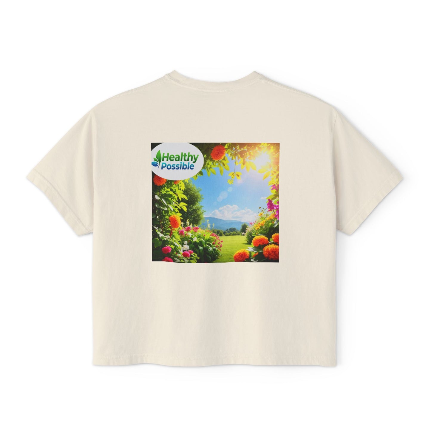 “HEALTHY POSSIBLE” Women's Boxy Tee - Embrace a Healthy Lifestyle, Perfect for Casual Days, Summer Vibes, Garden Lovers, Inspirational Gift