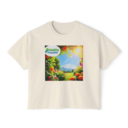 “HEALTHY POSSIBLE” Women's Boxy Tee - Embrace a Healthy Lifestyle, Perfect for Casual Days, Summer Vibes, Garden Lovers, Inspirational Gift